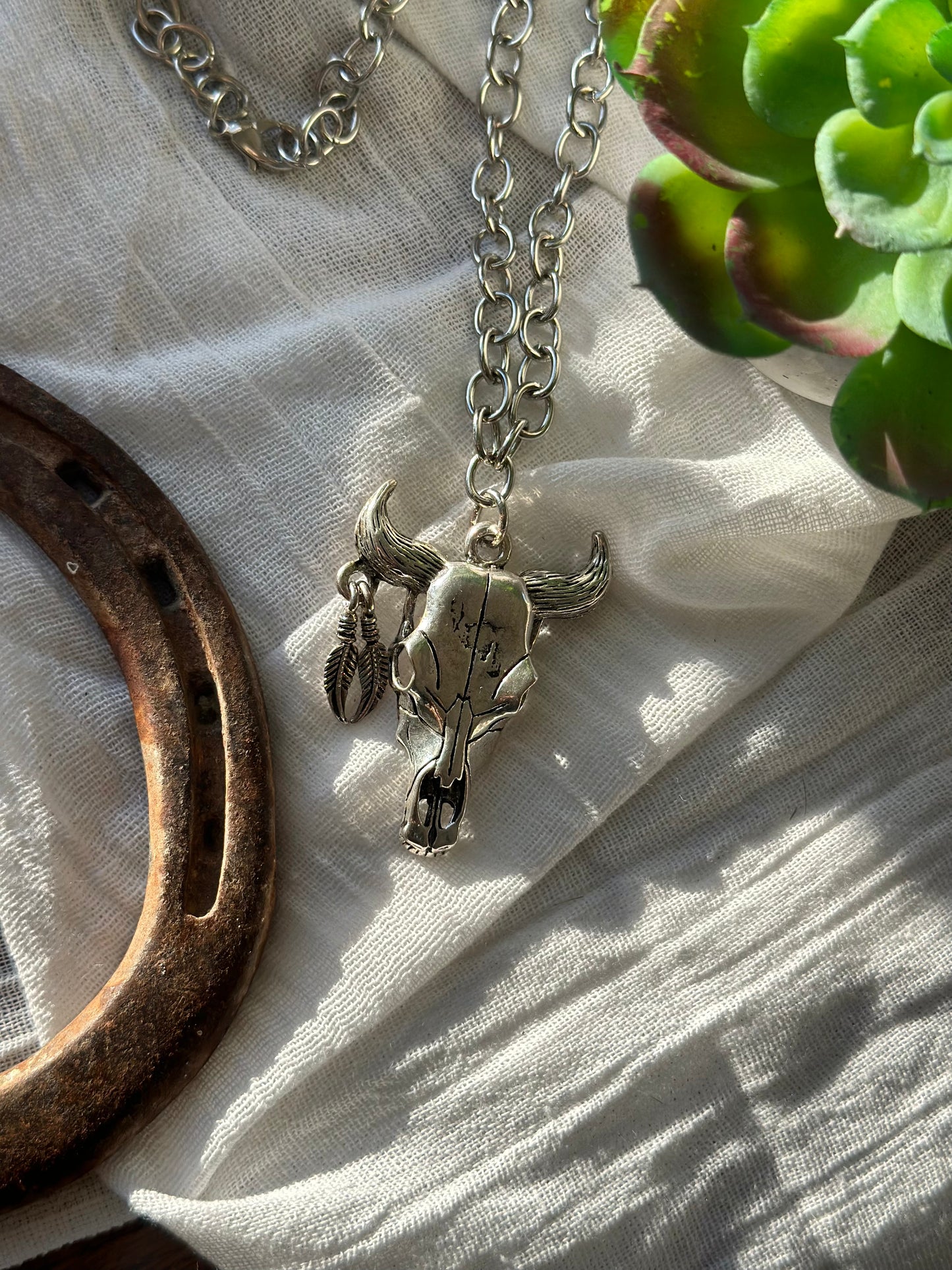 Cow Skull Pendant Necklace