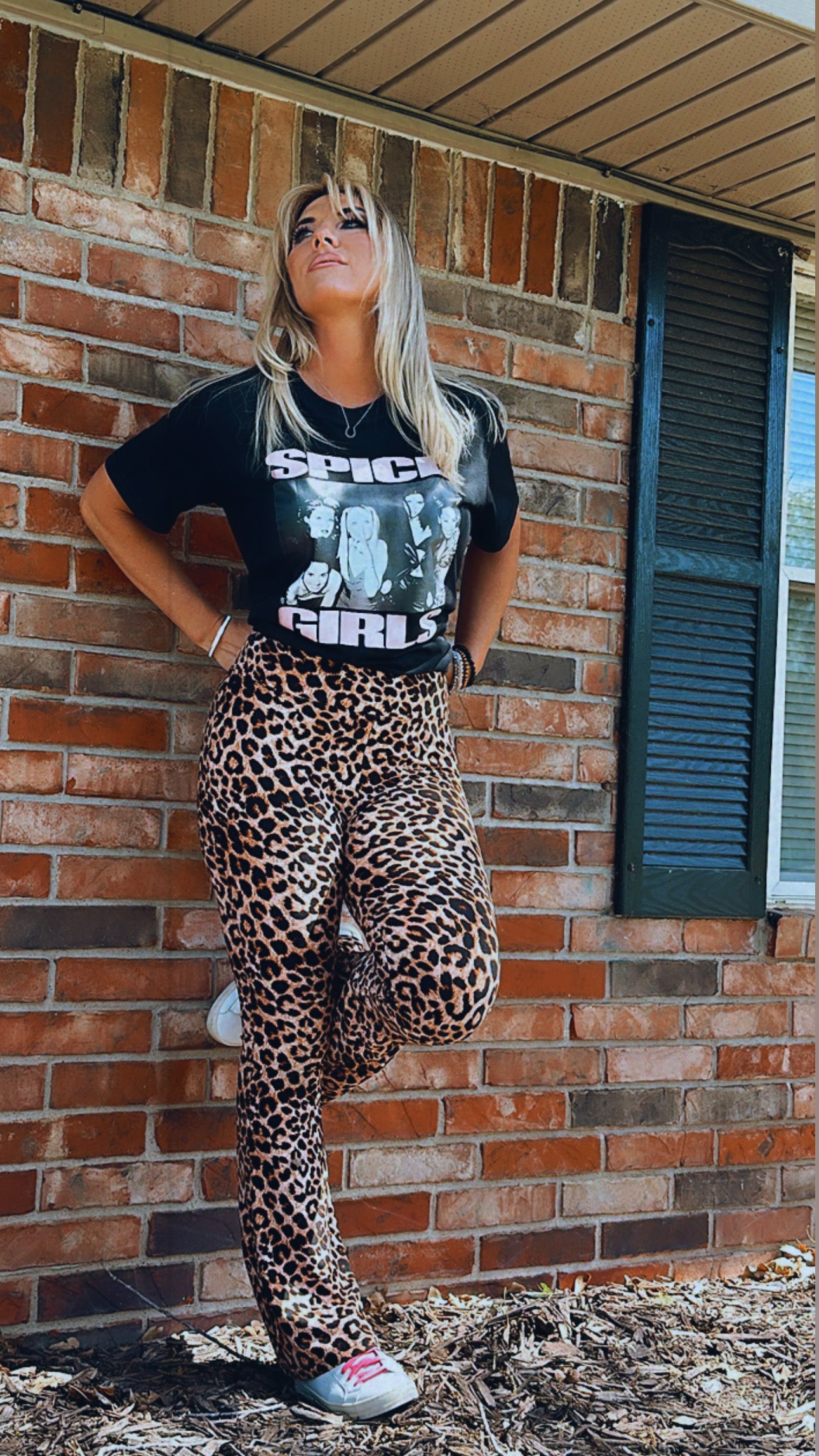 High Waisted Leopard Flare Leggings