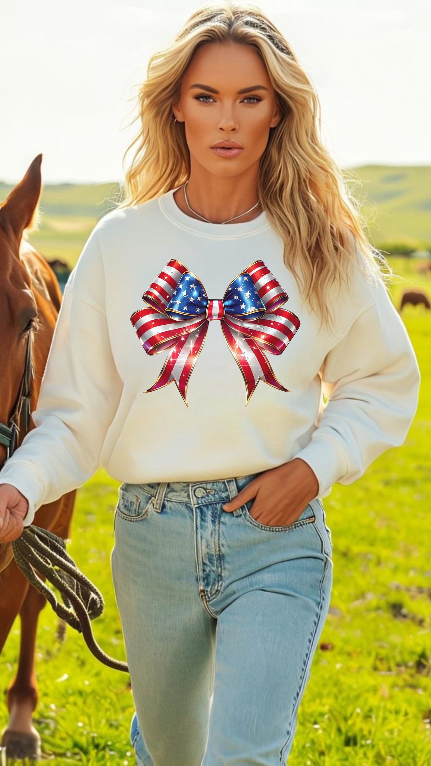American Flag Bow #2 DTF Print