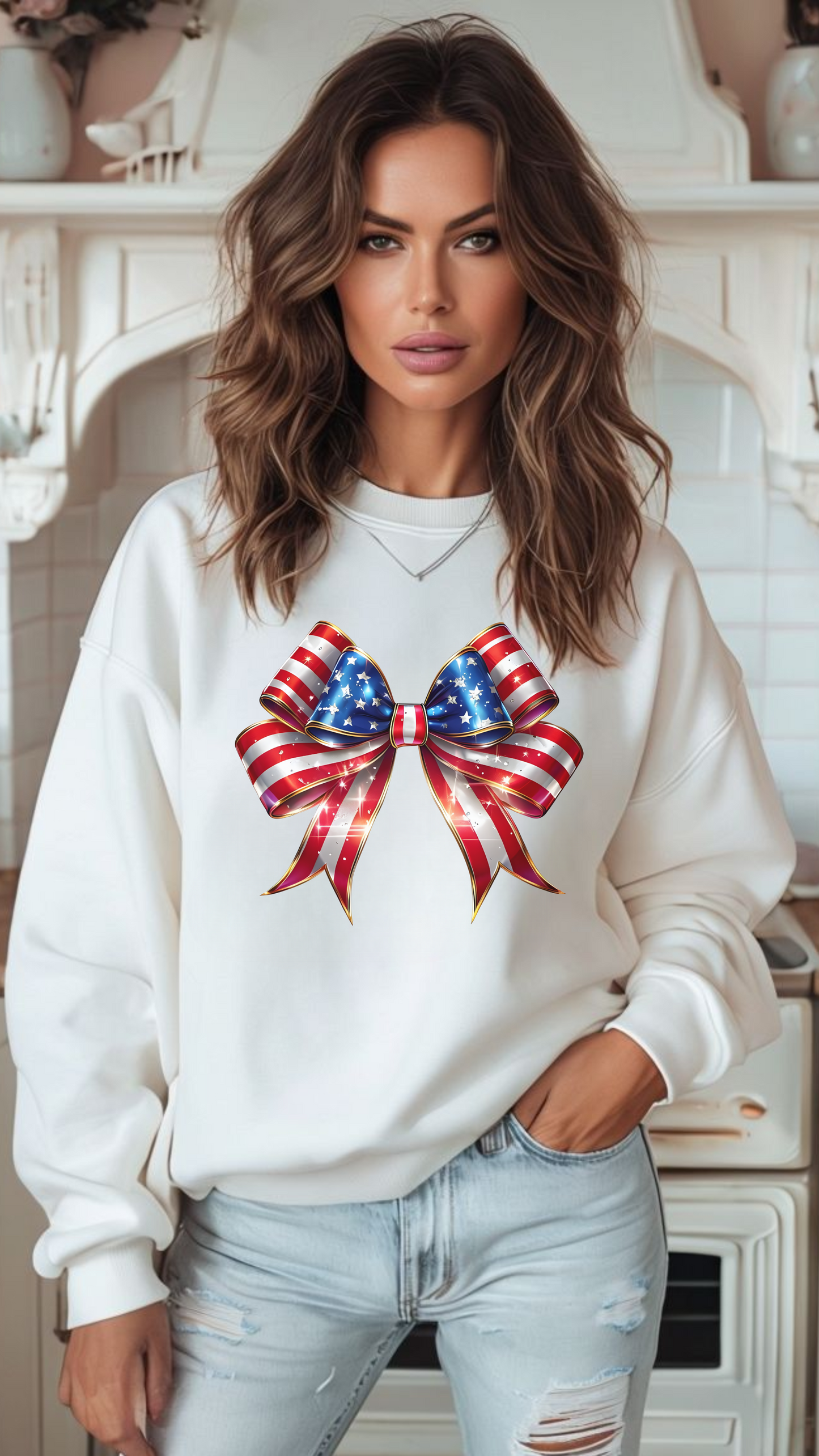American Flag Bow #2 DTF Print