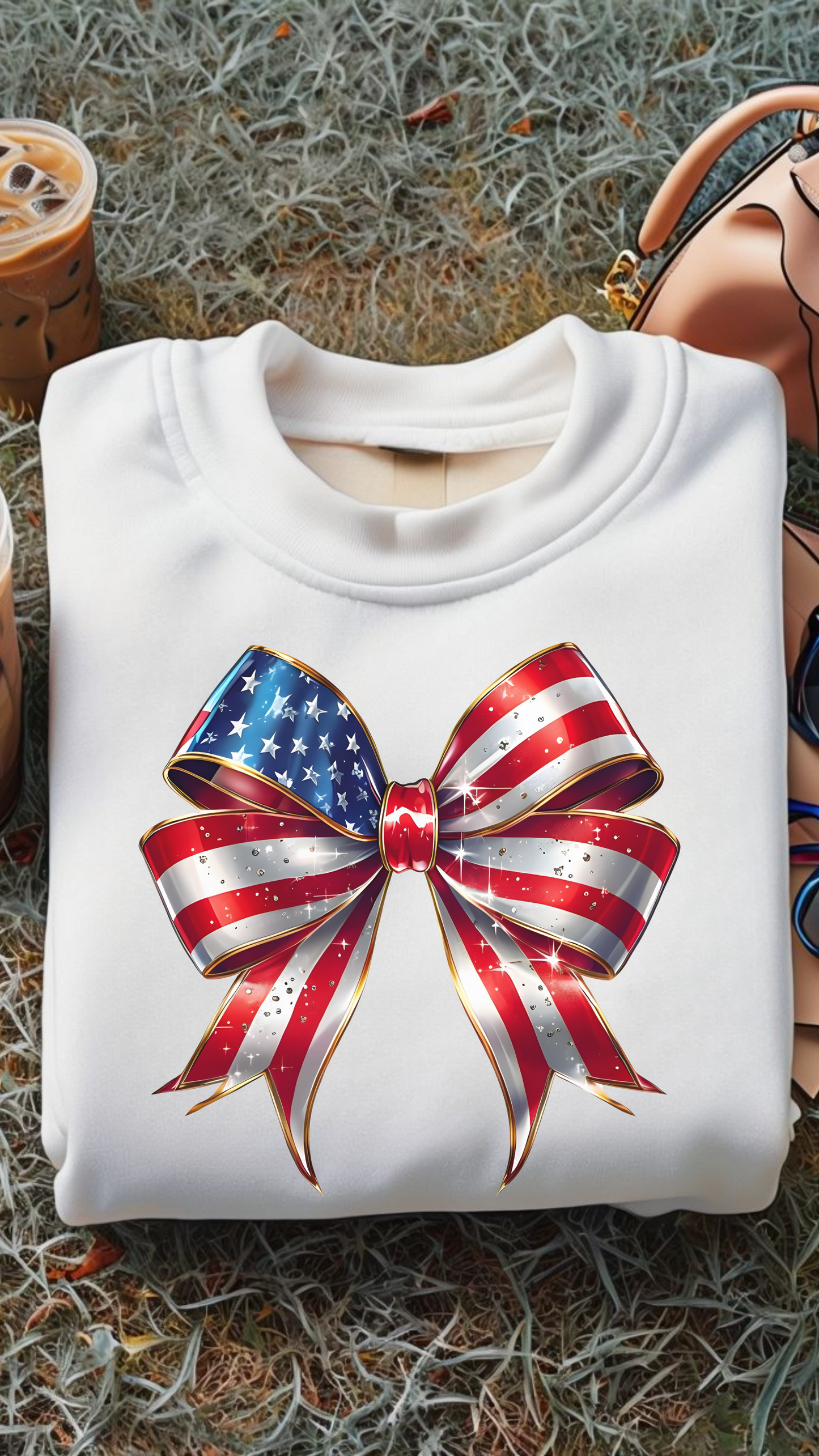 American Flag Bow DTF Print