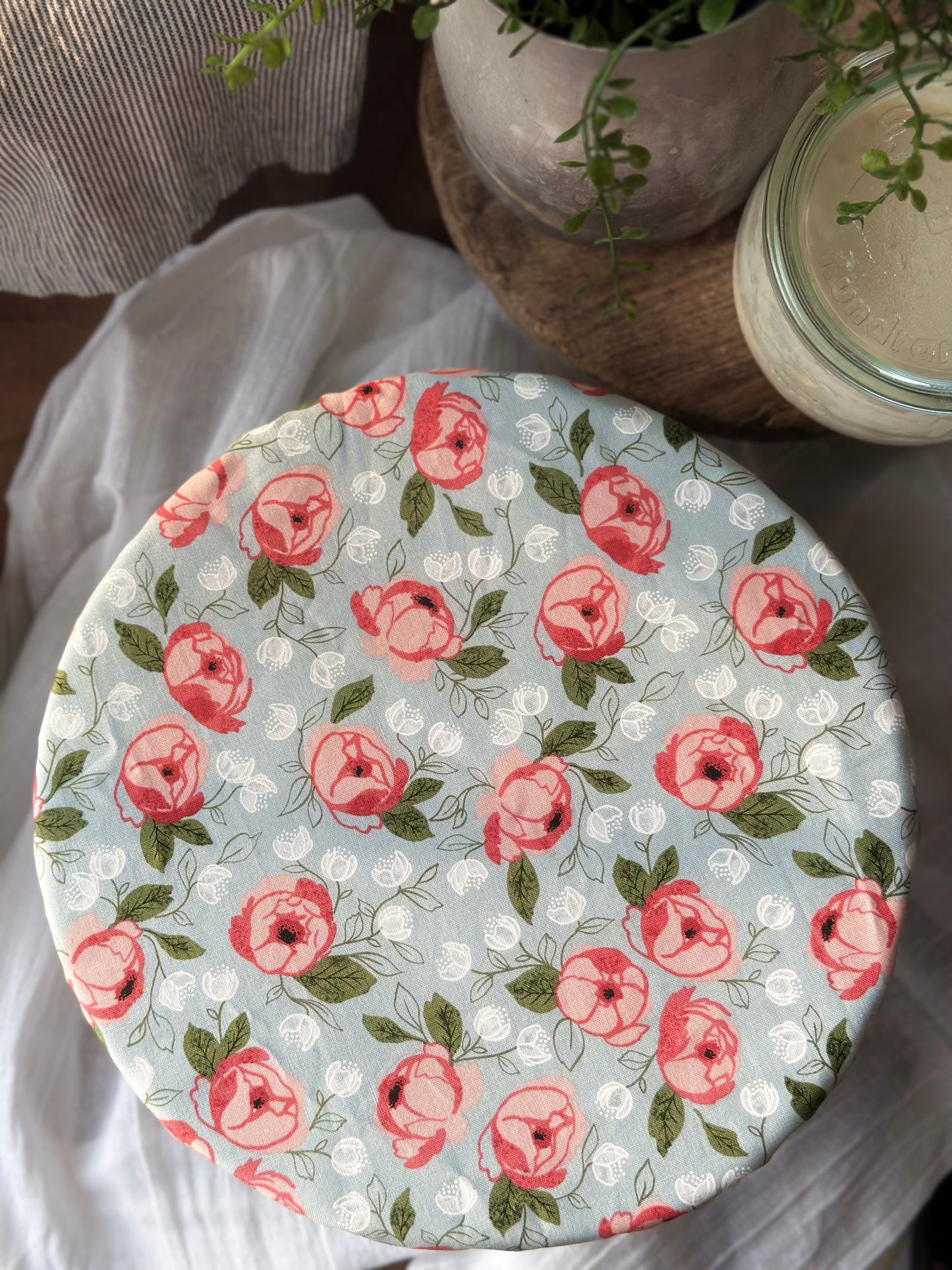 Seafoam & Floral Bowl Cover