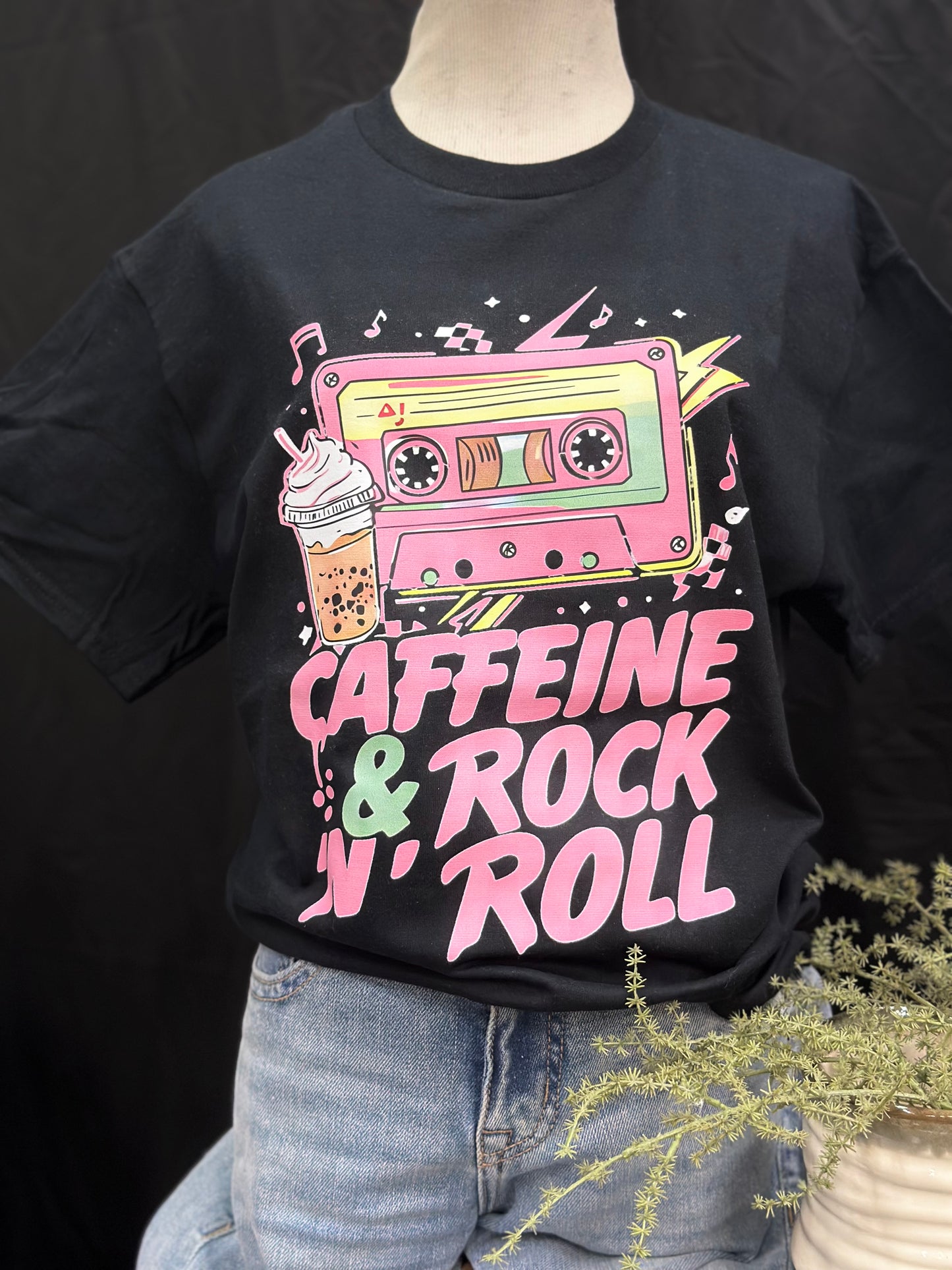Caffeine & Rock ‘N’ Roll Graphic T-Shirt