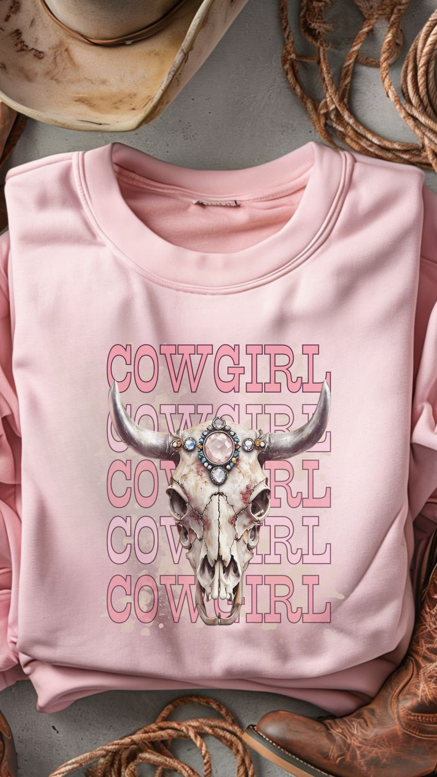 Rhinestone Cow Skull DTF Print