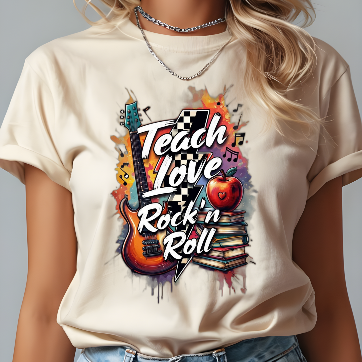 Teach Love Rock' n Roll DTF Print
