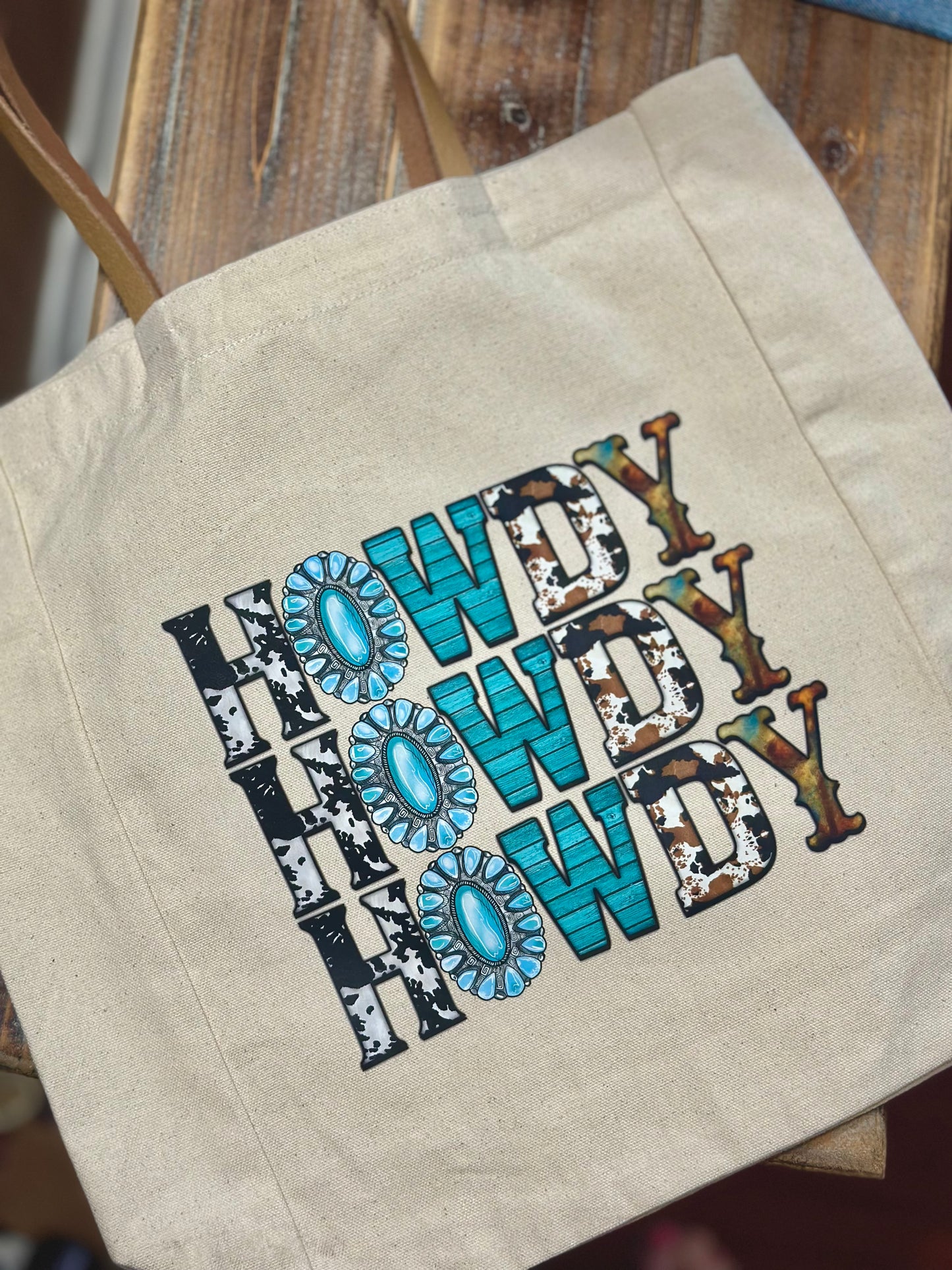 Howdy Large Natutal Cotton Canvas Tote