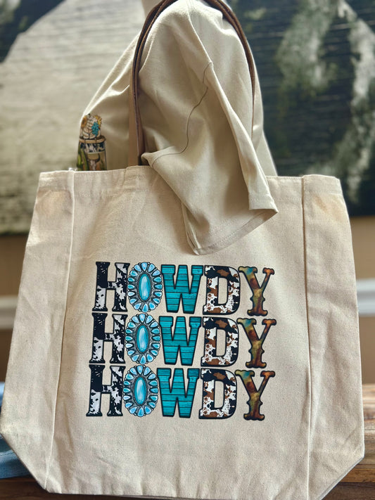 Howdy Large Natutal Cotton Canvas Tote