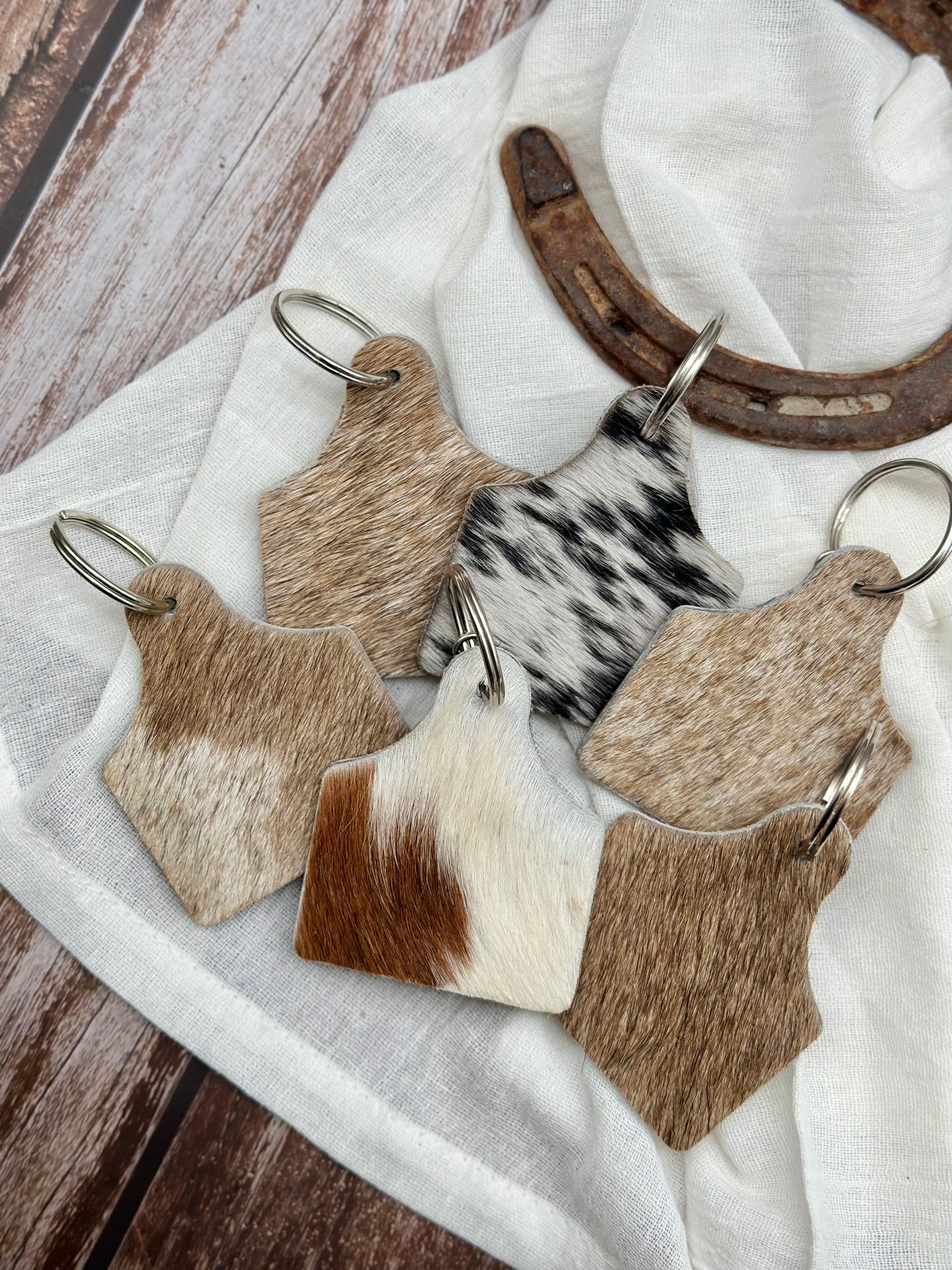 Cowhide Turquoise Drop Keychains