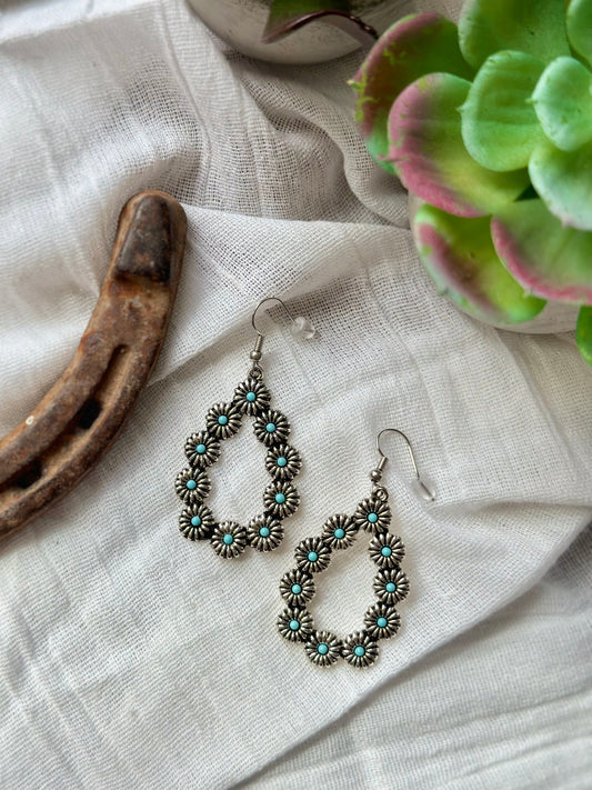 Floral Teardrop Pendant Earrings