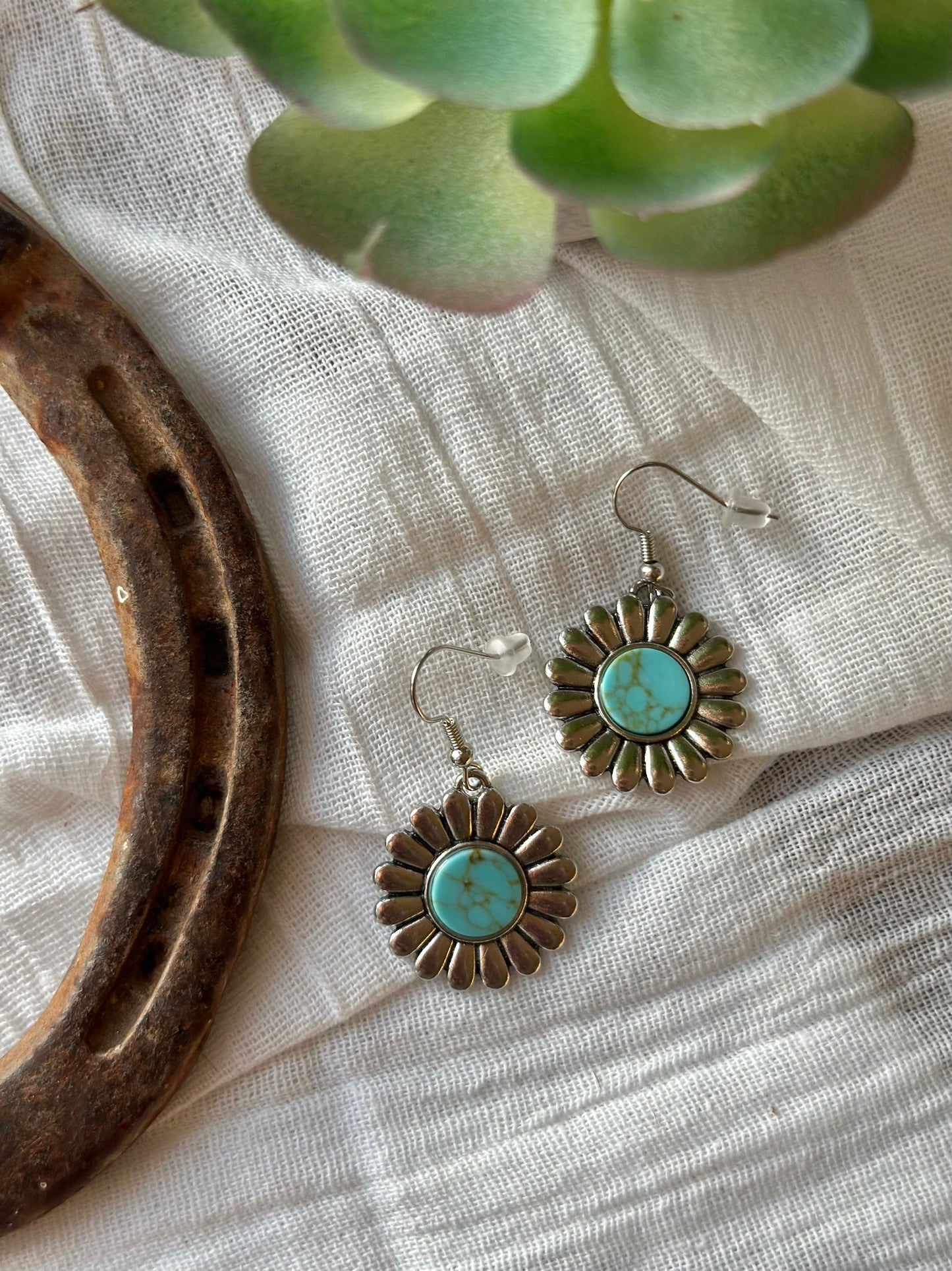 Floral Concho Pendant Earrings