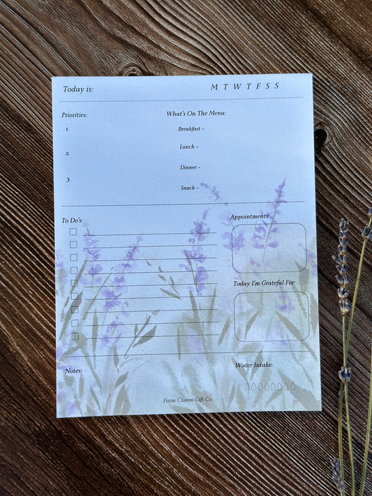 Lavender Fields Daily Planner Notepad