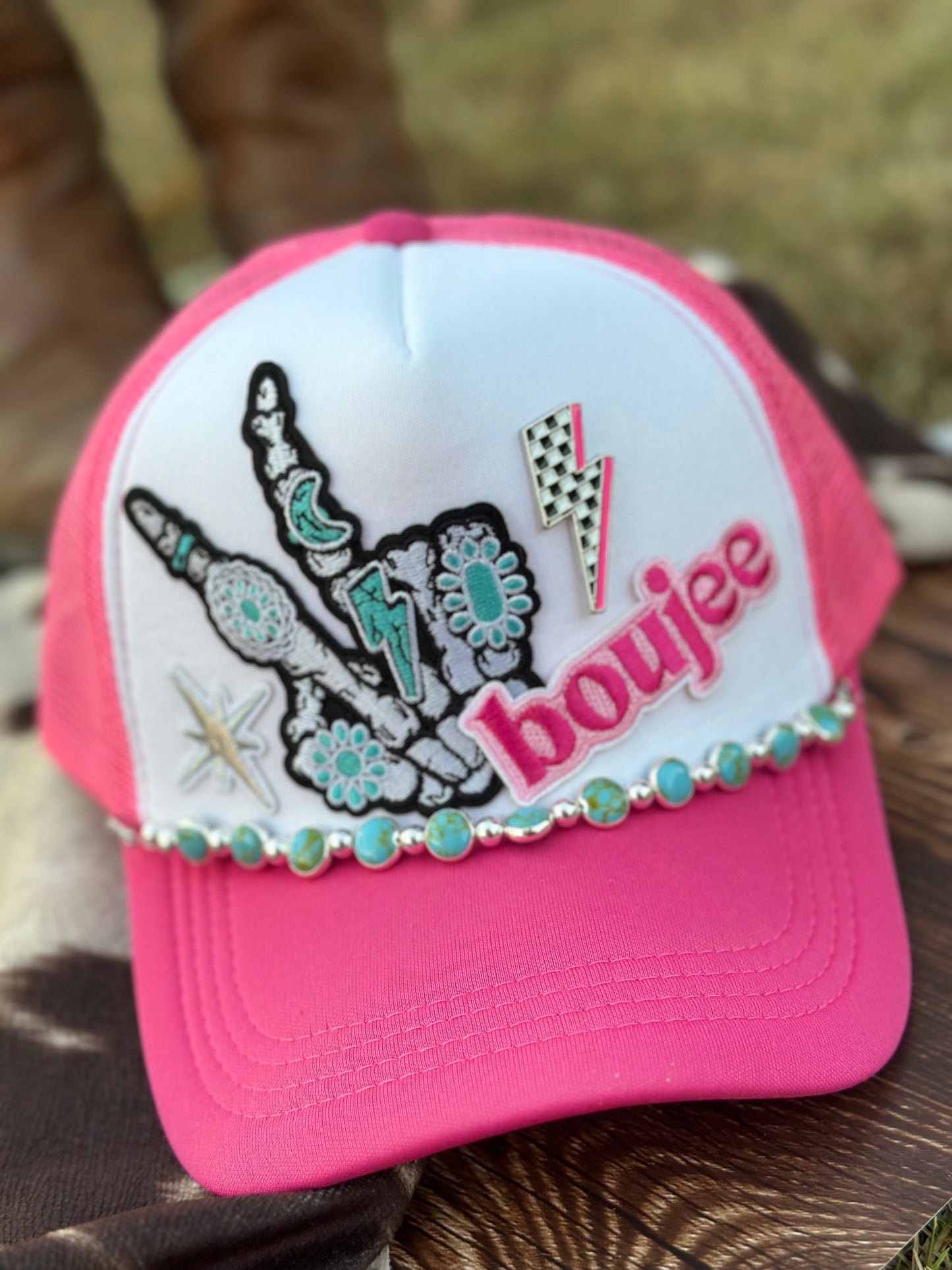 “2 Boujee” Pink Trucker Hat - Adult Size