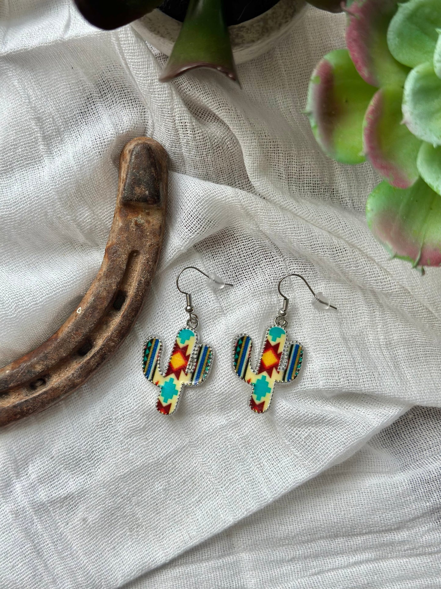 Southwestern Cactus Charm Earrings