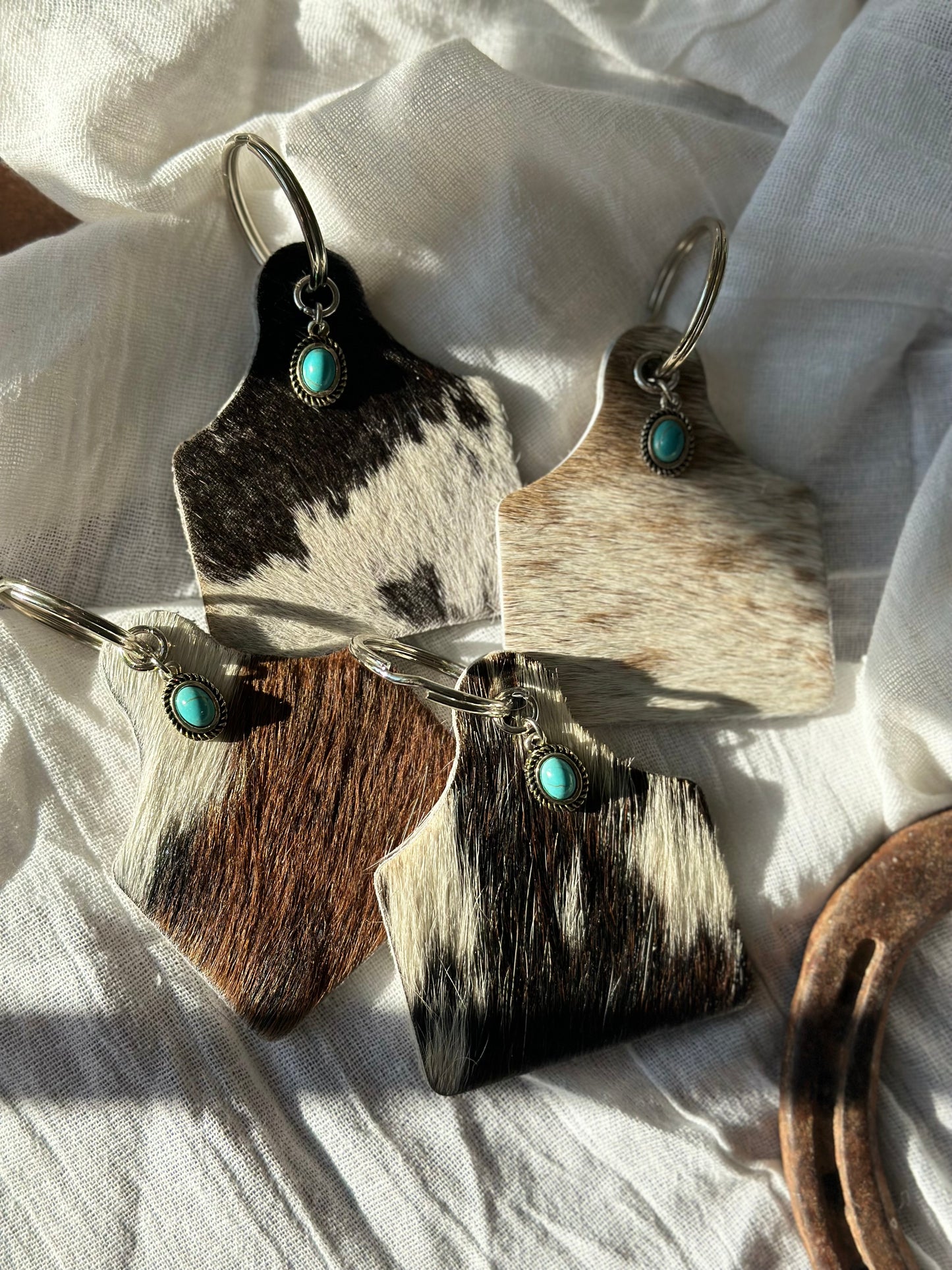 Cowhide Charm Keychains