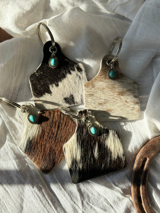 Cowhide Charm Keychains