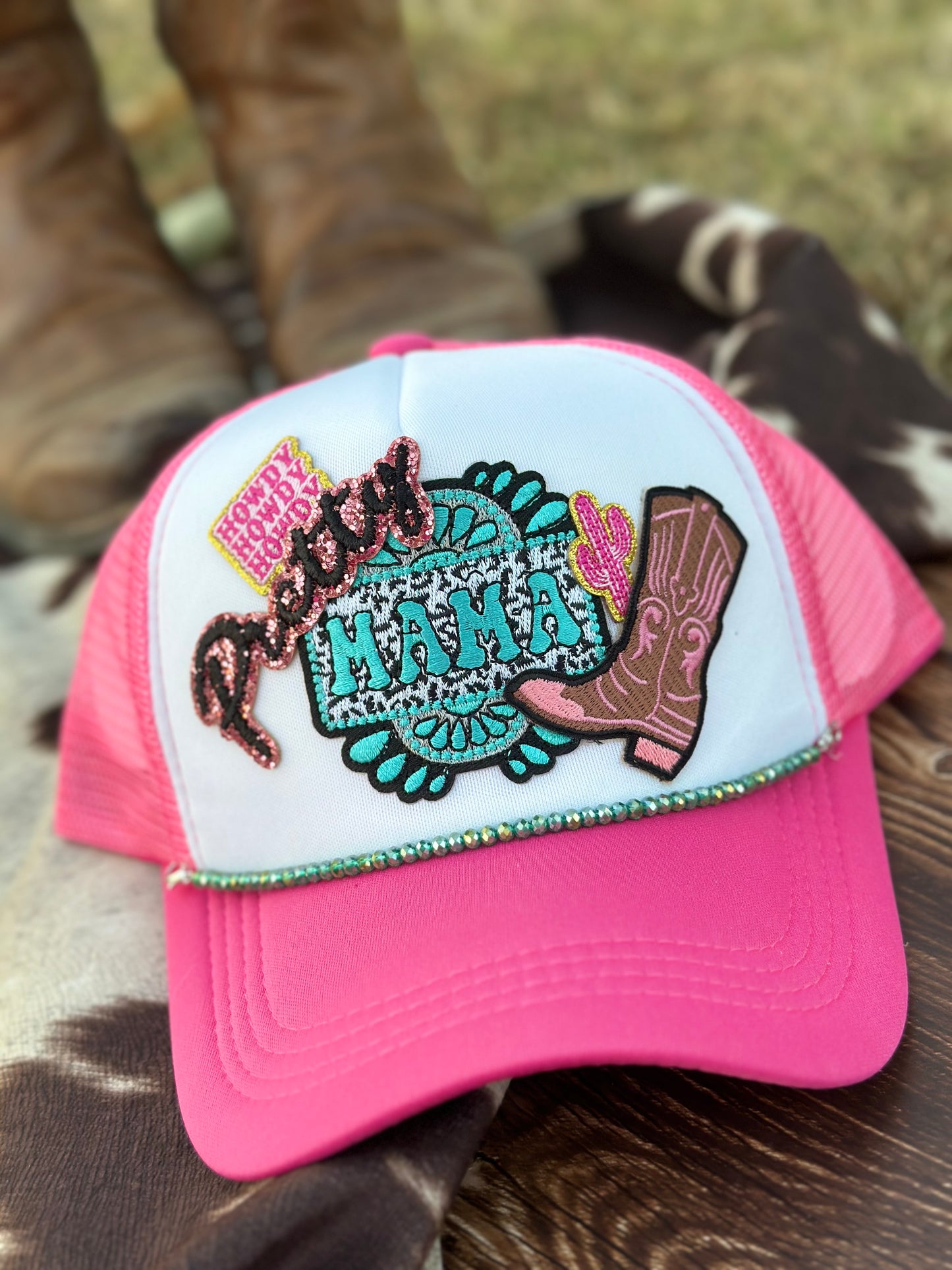 “Howdy Pretty Mama” Pink Trucker Hat - Adult Size