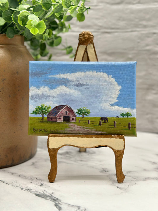 5”x7” Little Red Barn Painting