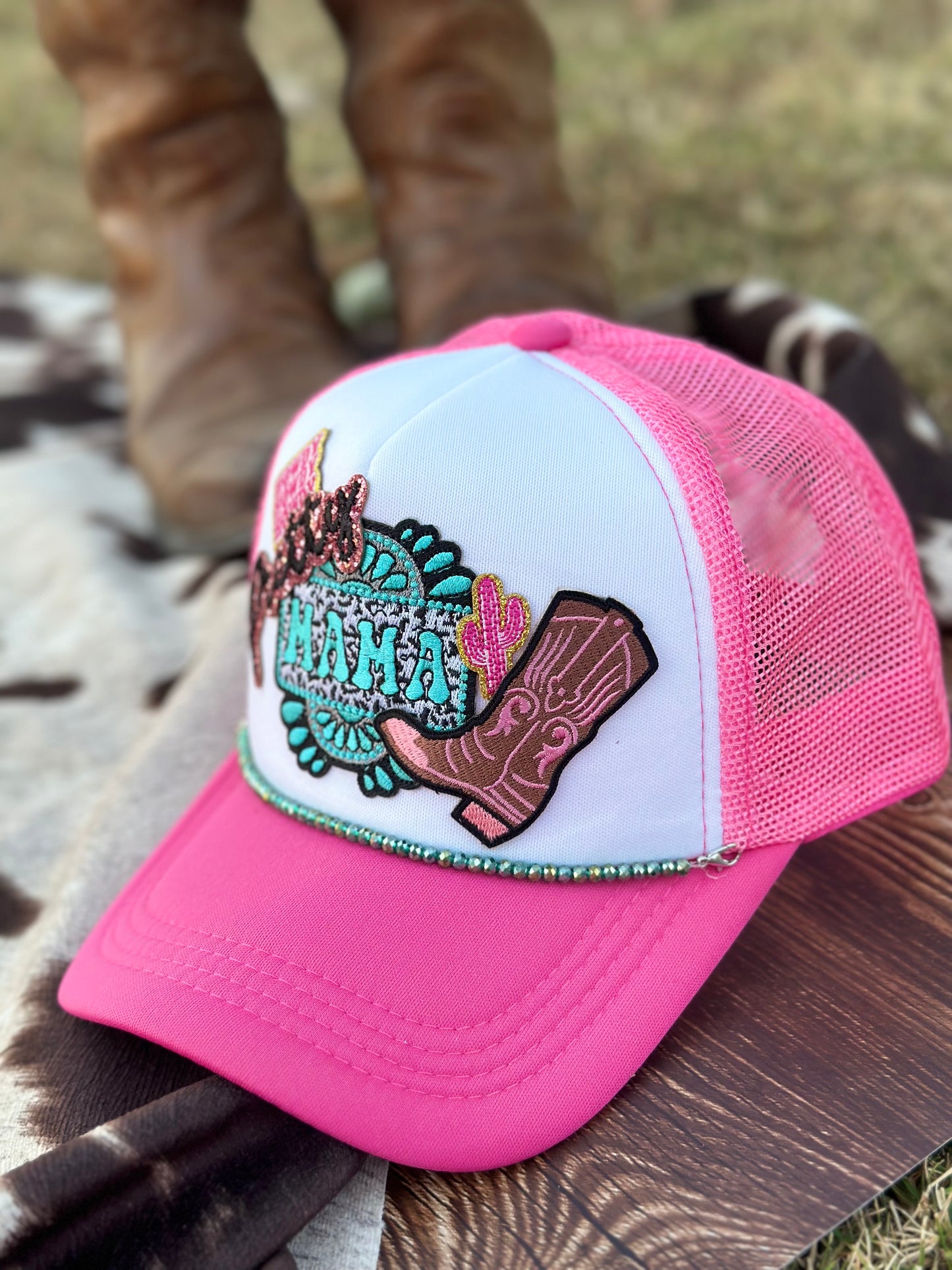 “Howdy Pretty Mama” Pink Trucker Hat - Adult Size