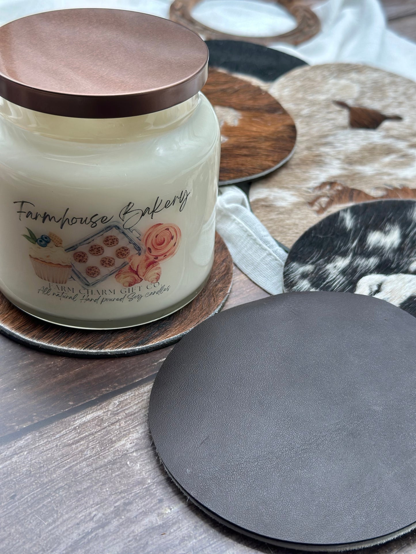 Large Cowhide Coaster