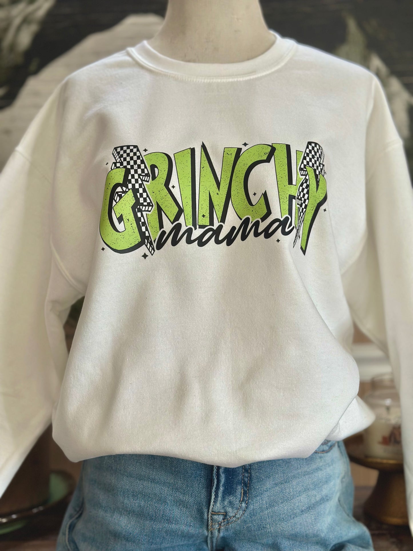 Grinchy Mama White Sweatshirt