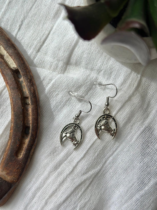 Horse Head and Shoes Charm Earrings