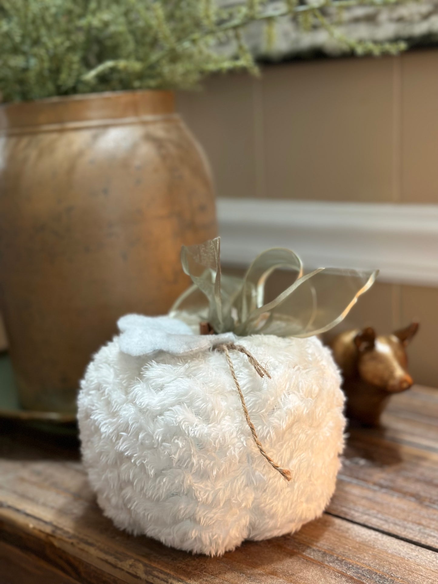 Medium White Plush Pumpkin