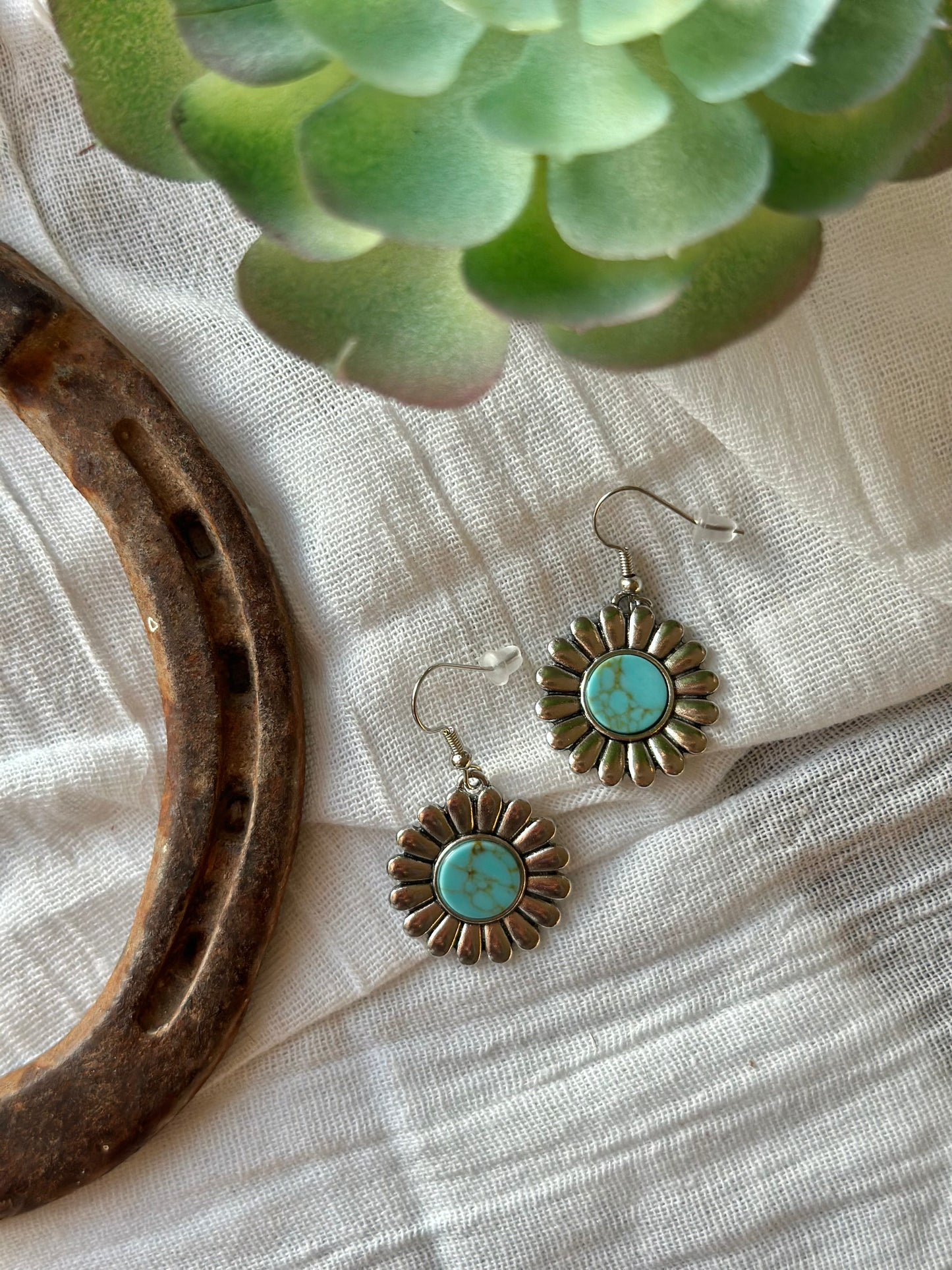 Floral Concho Pendant Earrings