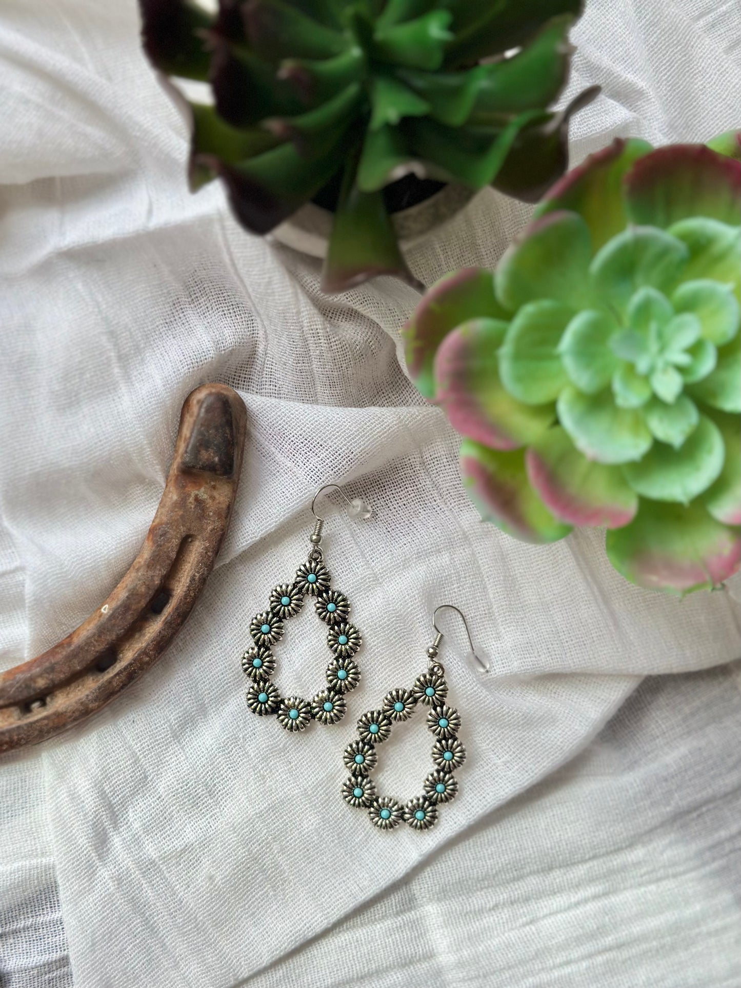 Floral Teardrop Pendant Earrings