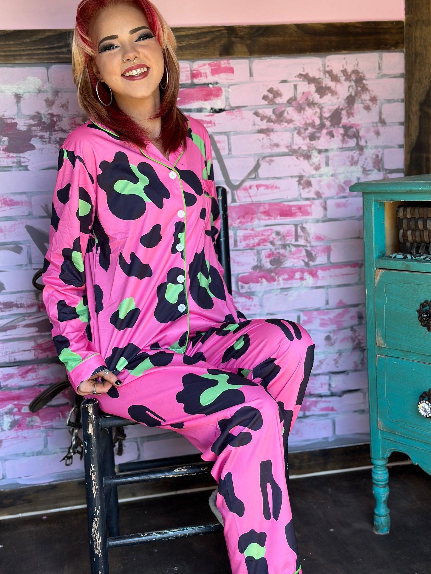 Neon Leopard Pajama Set