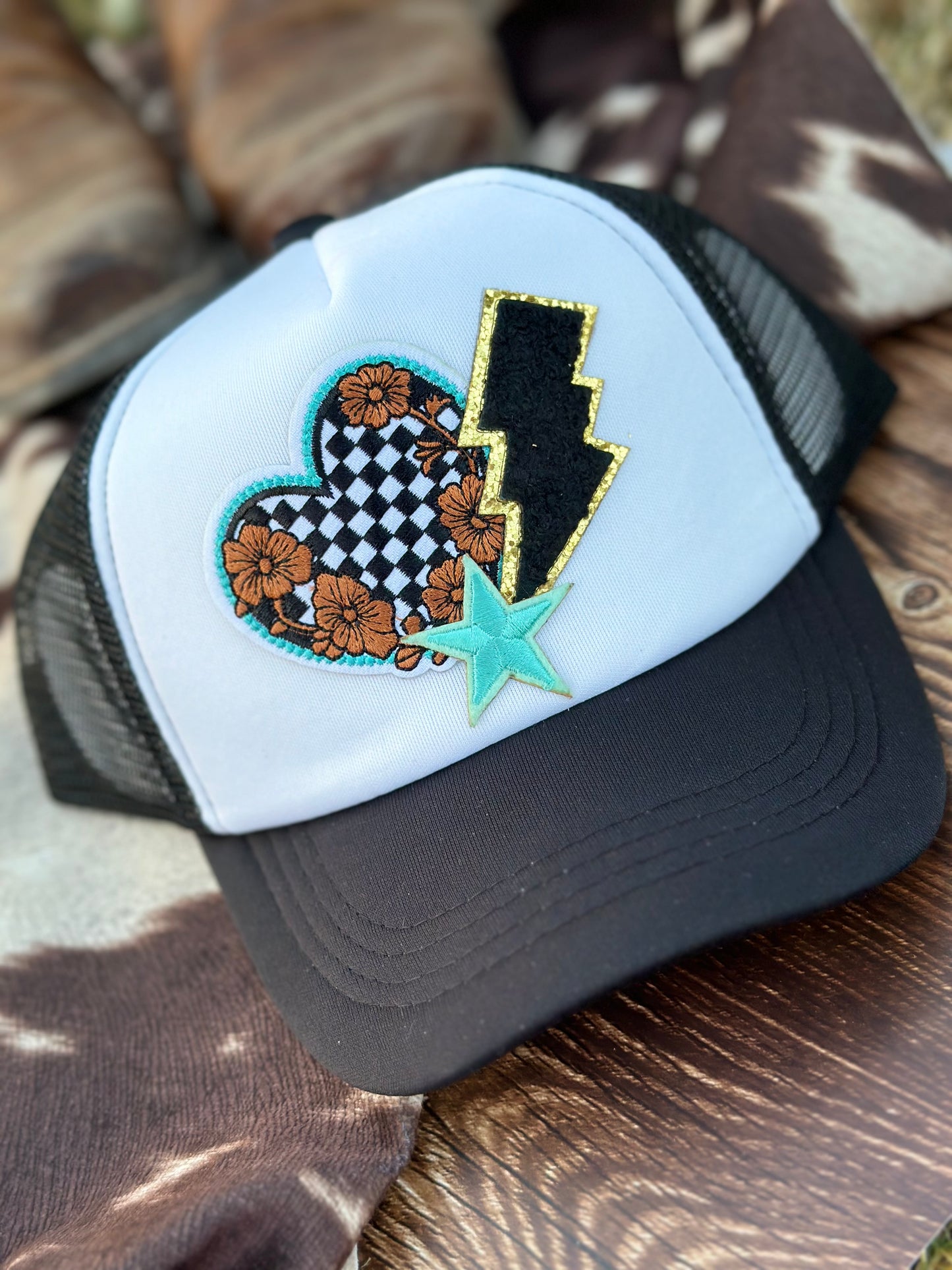 “Tooled Heart” Black Trucker Hat - Junior Size