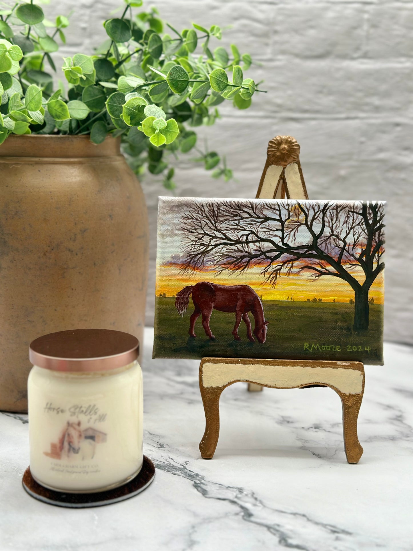 5”x7” Grazing At Sunset Painting