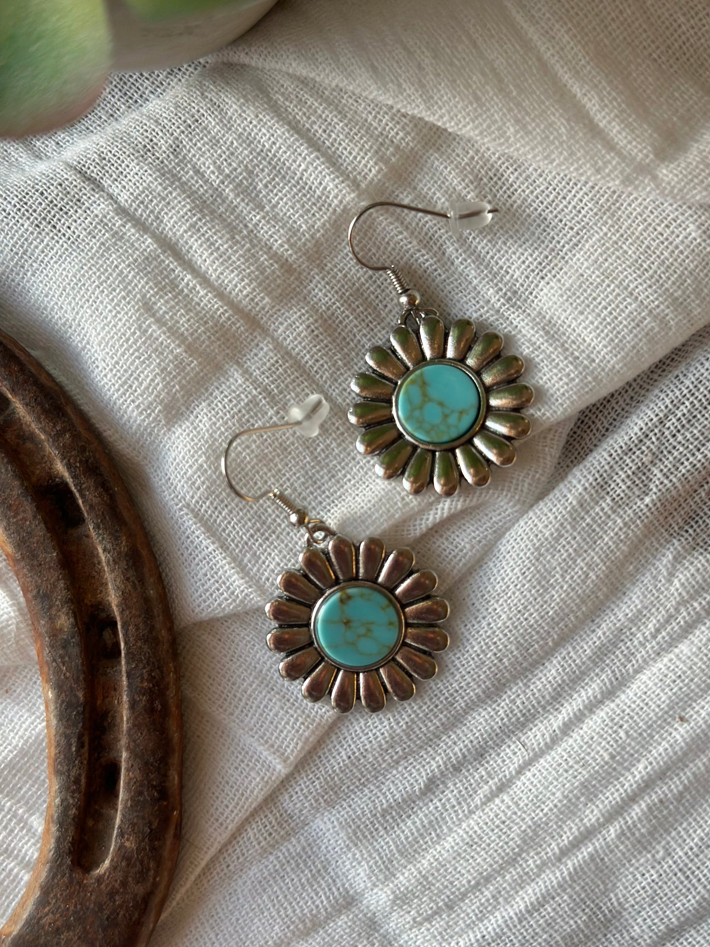 Floral Concho Pendant Earrings