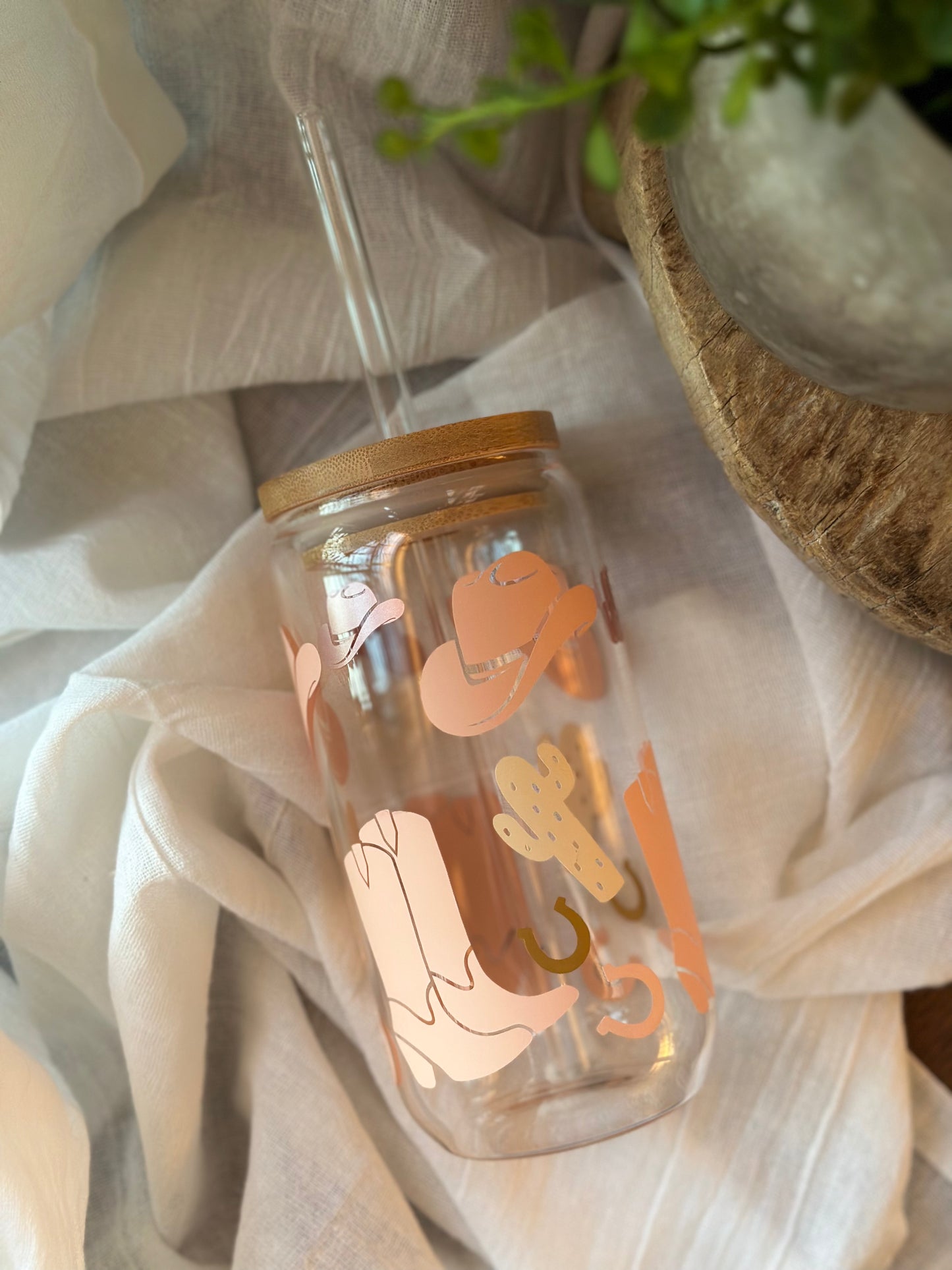 Cowgirl Up Glass Cup