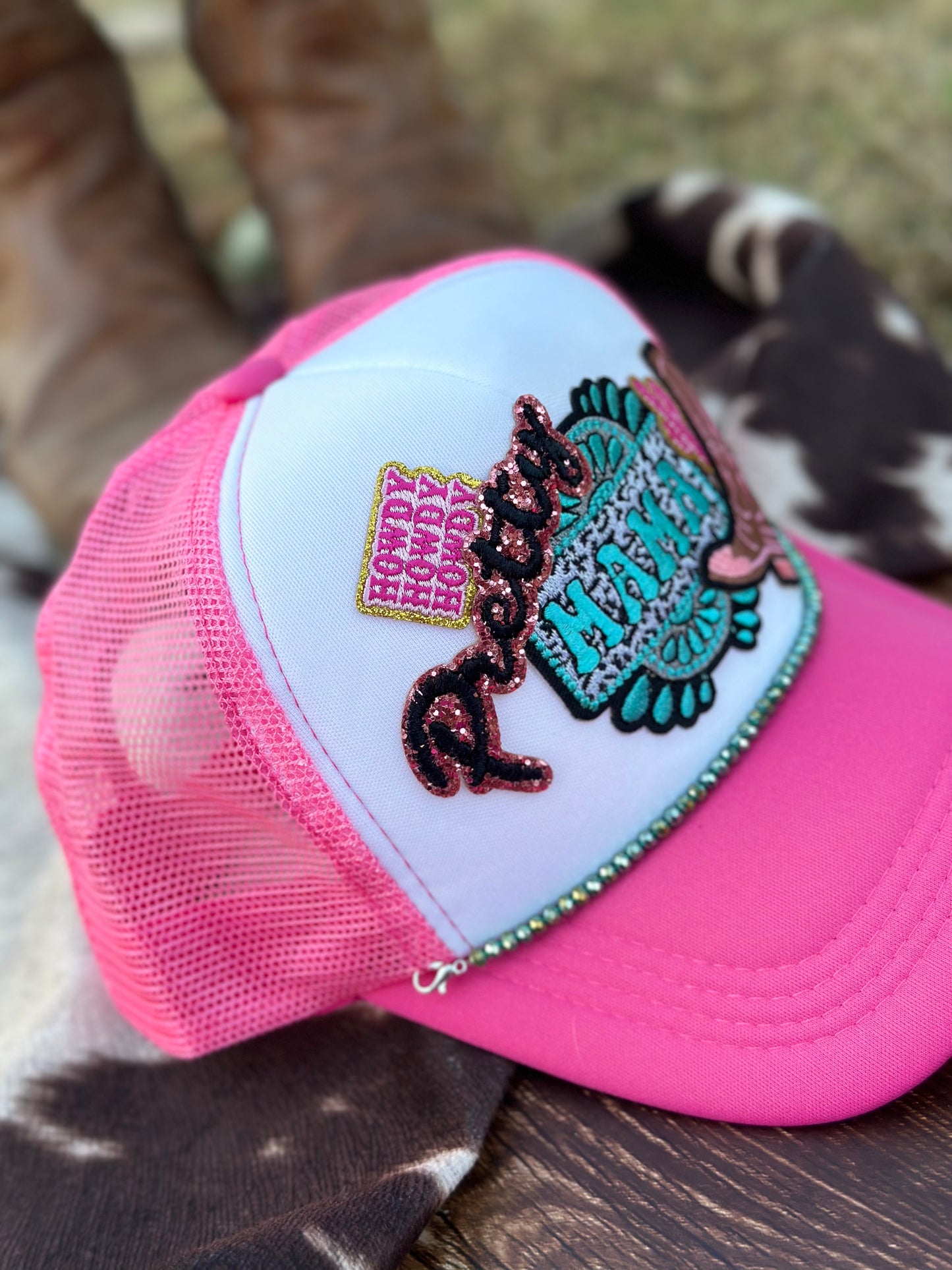 “Howdy Pretty Mama” Pink Trucker Hat - Adult Size