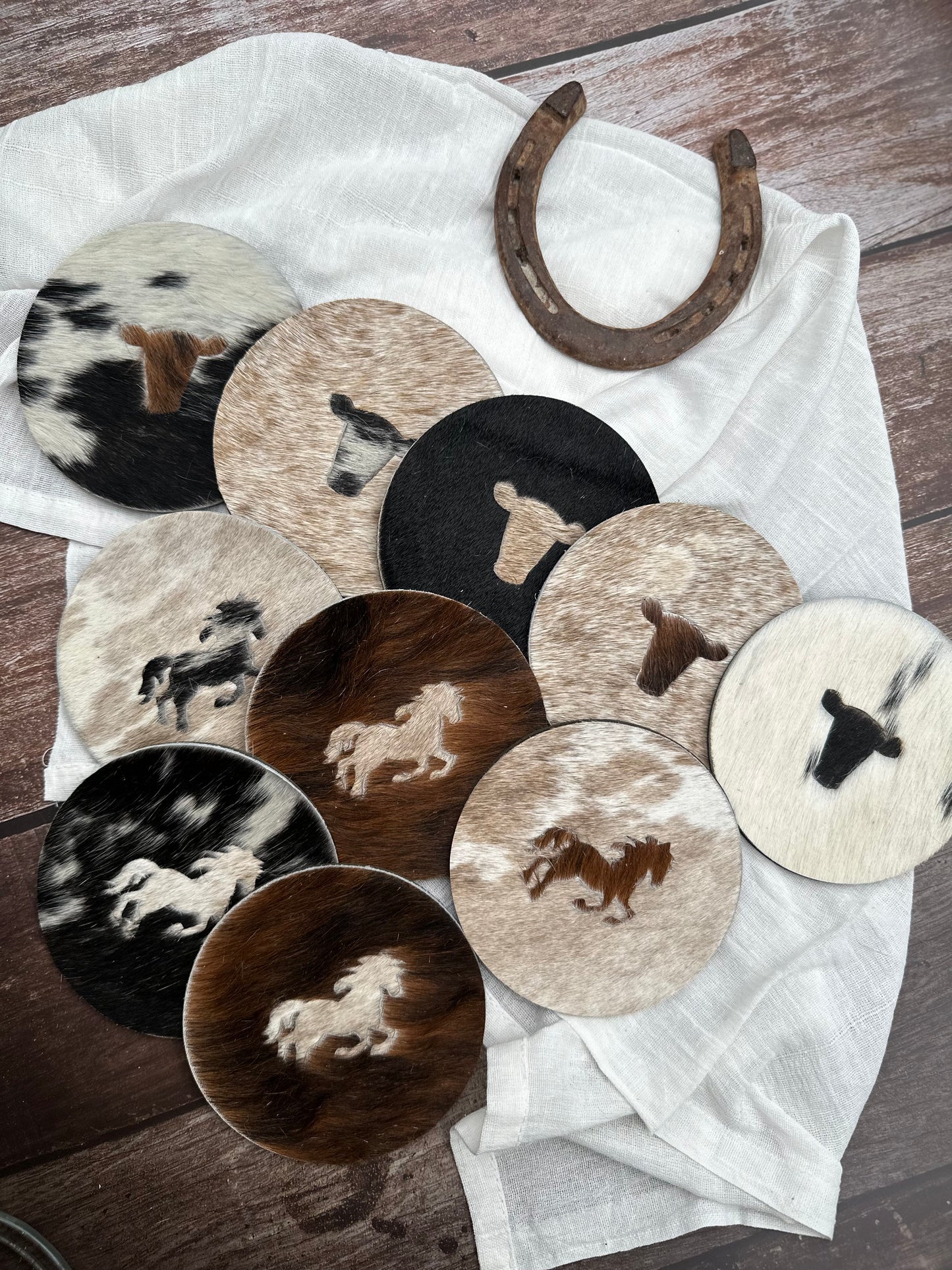 Large Cowhide Coaster