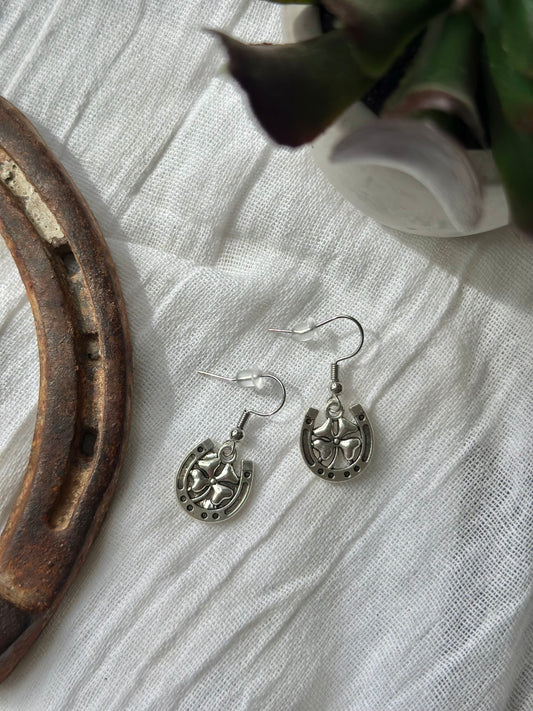 Lucky Horseshoe Charm Earrings