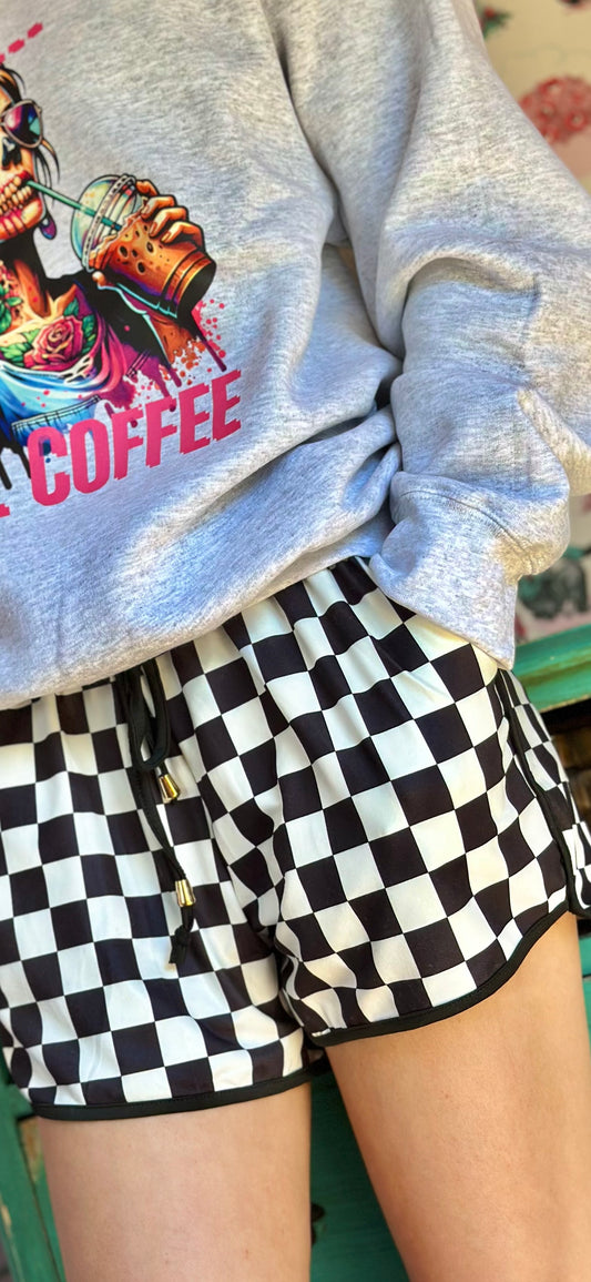 Black Checkered Shorts
